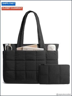 Expandable Laptop Tote Bag with 7 Pockets, Nylon Waterproof Work Bag